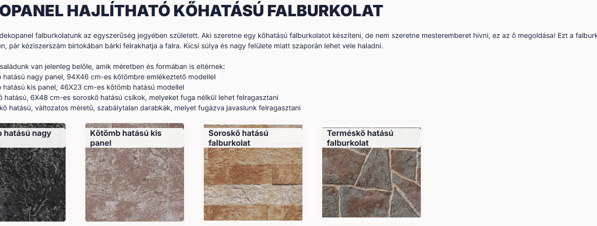 kőhatású falburkolat